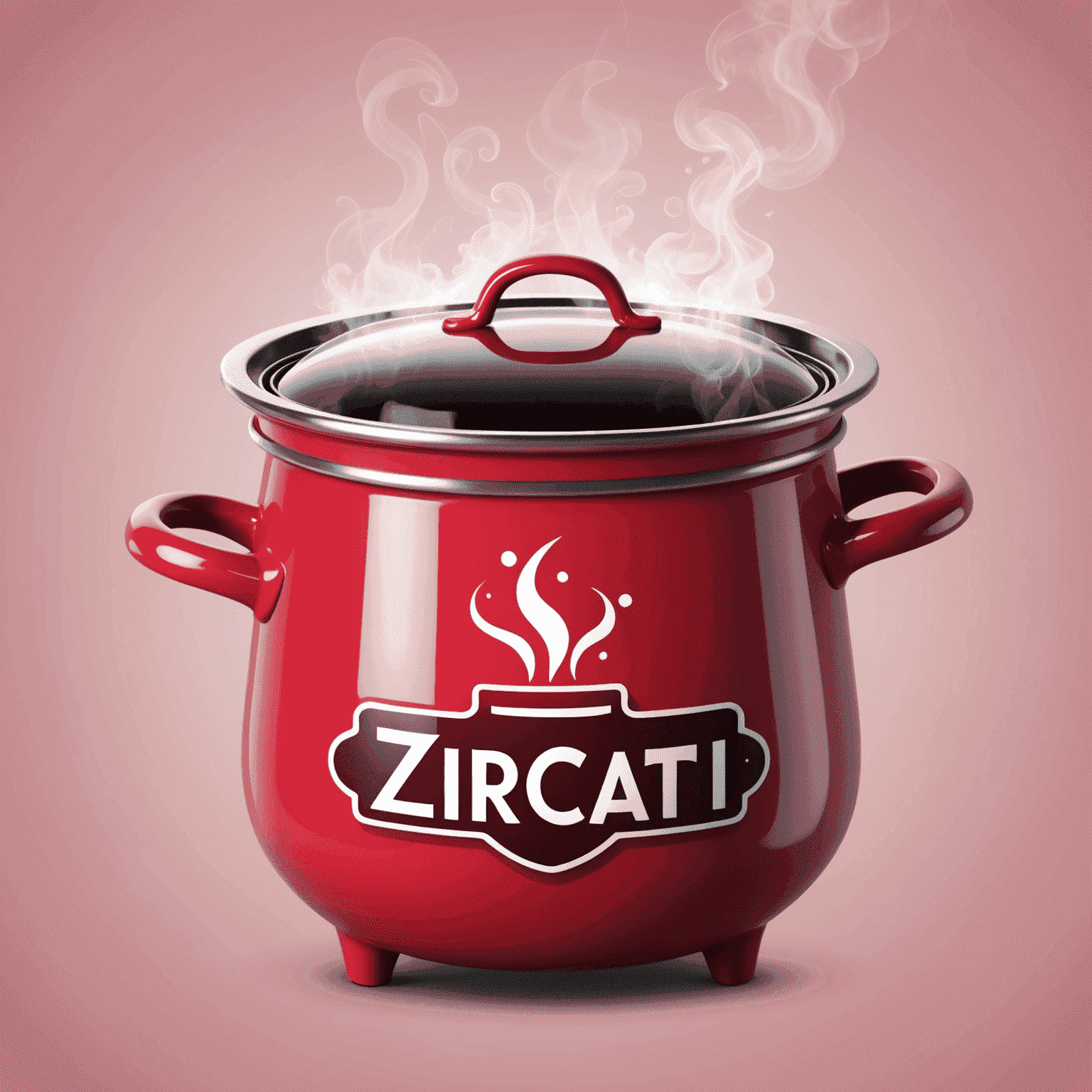 Zircati Logo - A stylized cooking pot with steam rising, incorporating red and pink elements