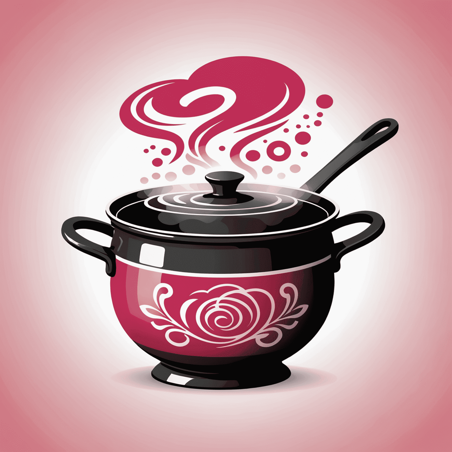 Zircati Logo - A stylized cooking pot with steam rising, incorporating red and pink elements