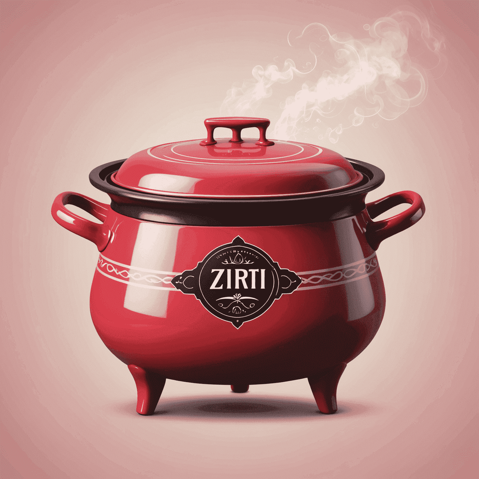 Zircati Logo - A stylized cooking pot with steam rising, incorporating red and pink elements