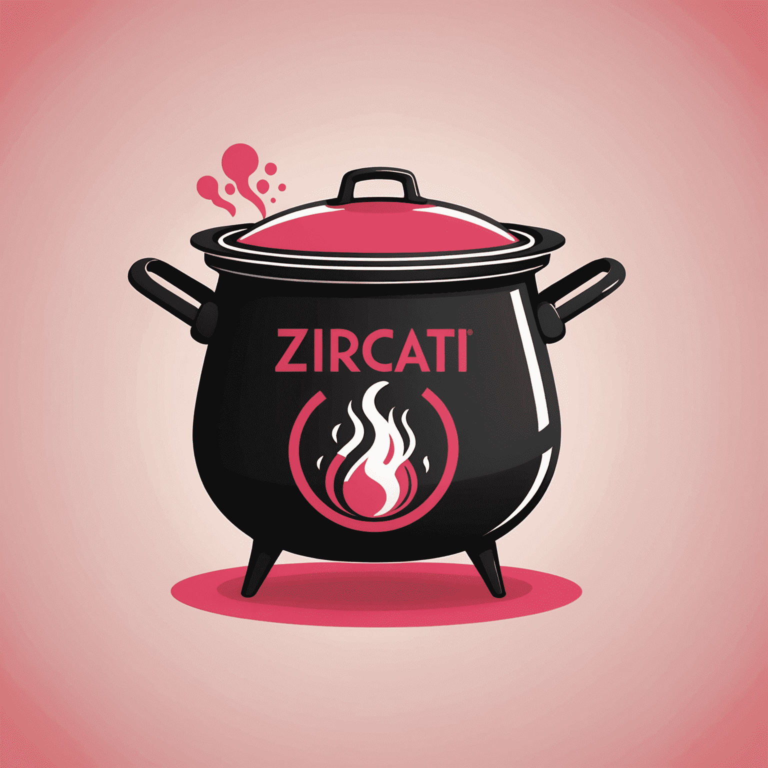 Zircati Logo - A stylized cooking pot with steam rising, incorporating red and pink elements