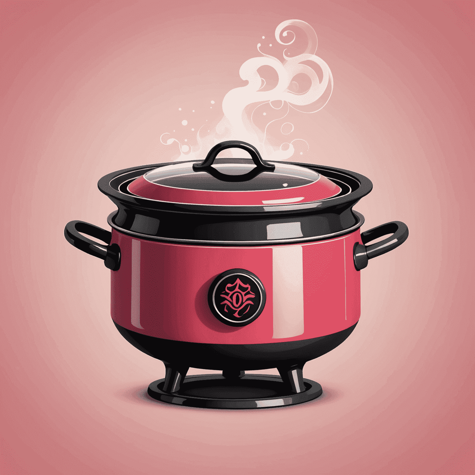 Zircati Logo - A stylized cooking pot with steam rising, incorporating red and pink elements