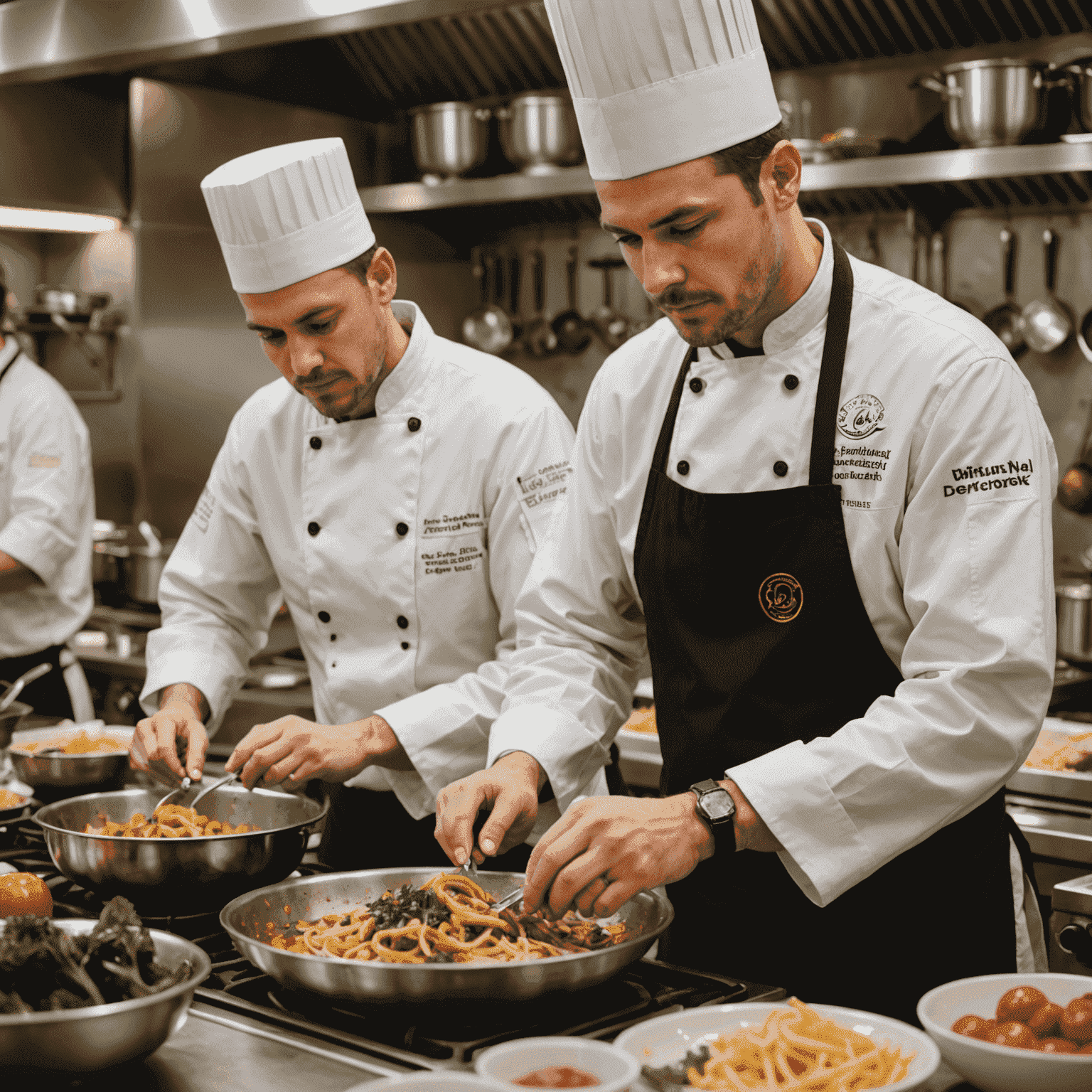 A focused cook perfecting a complex dish with guidance from an instructor